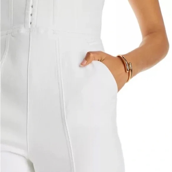 Alice and Olivia Chels Corset Denim Jumpsuit size 27 White NWT - Picture 6 of 7